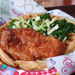 Sweet and Spicy chicken waffle sandwich